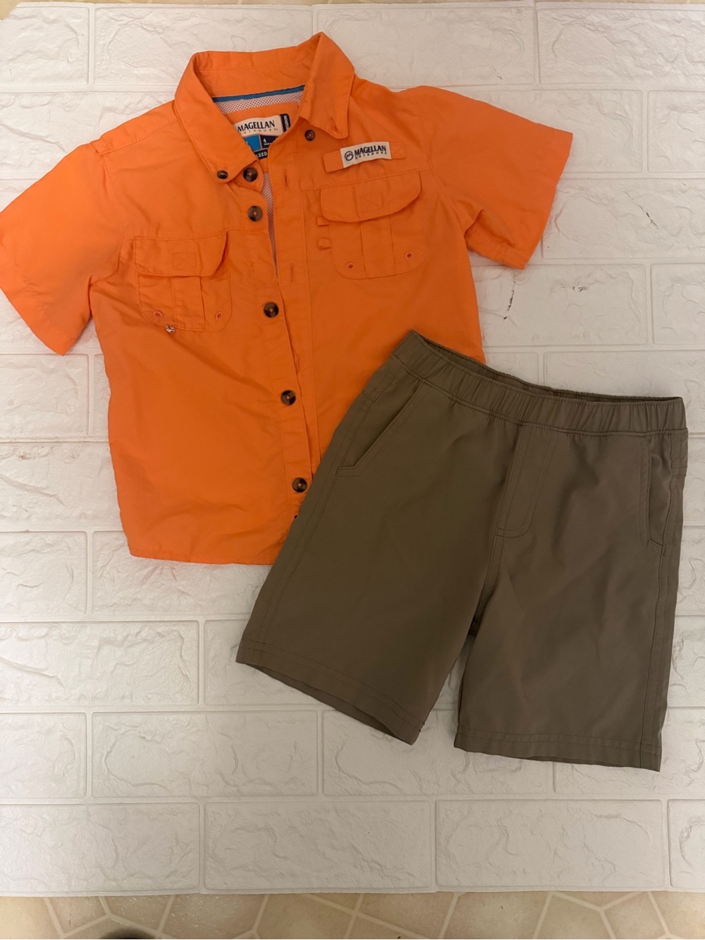 Magellan Outdoors Bright Orange Short Sleeve Outdoor Shirt